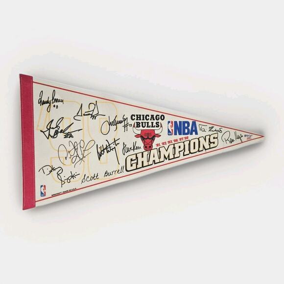 Chicago Bulls 1998 NBA Champions Printed Autographed Pennant Wincraft Vintage - Picture 1 of 6